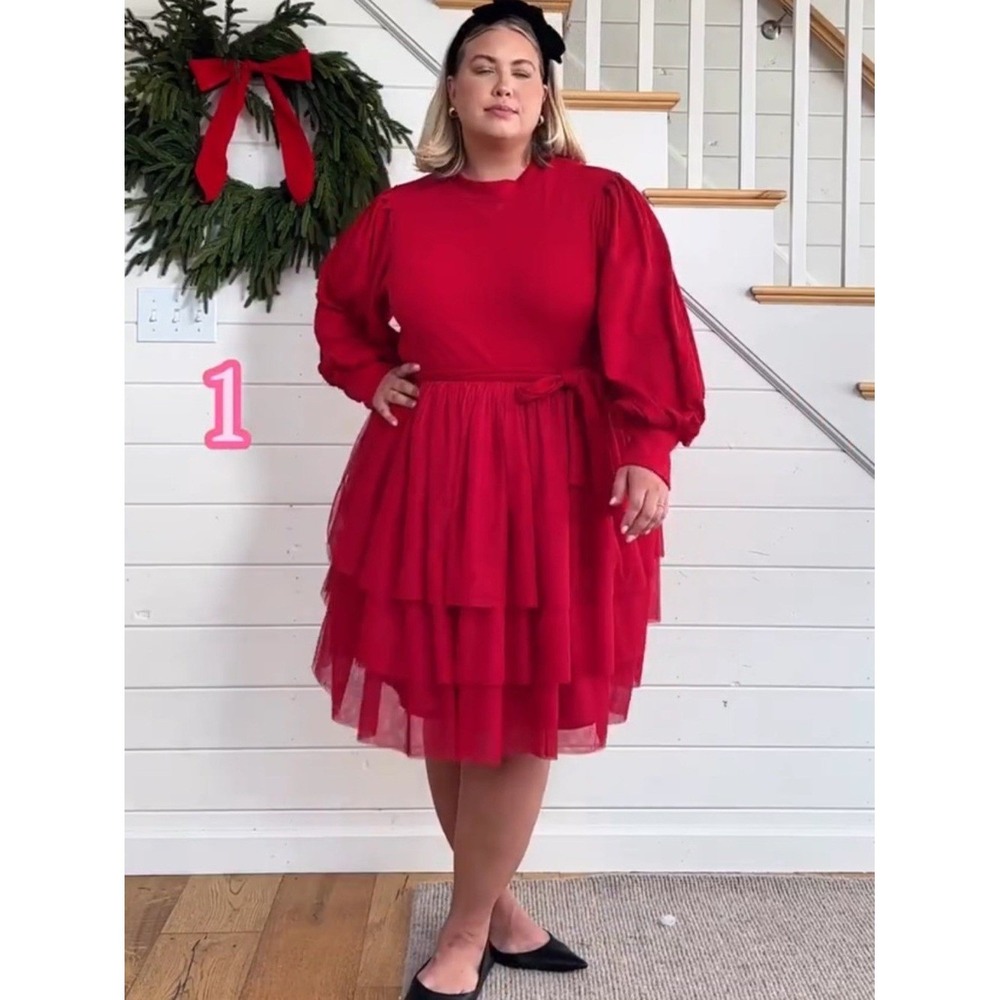 Ivy City Co Cosette Dress Red Small NWT Tiered Tulle Romantic Dress